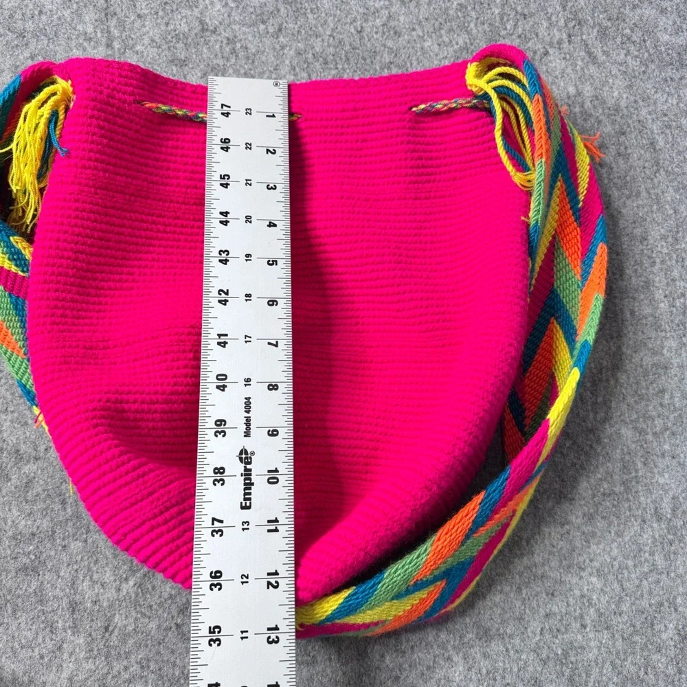 Wayuu Style Hot Pink Handmade Mochila Bag Rainbow Chevron Strap‎ Tassels Boho